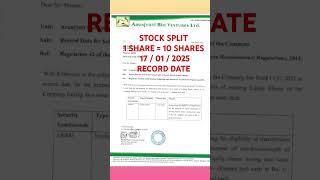  1 share = 10 shares  ARUNJYOTI BIO VENTURES LTD share #stocksplit update #stockmarket #smju #bse