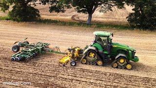 4Kᵁᴴᴰ John Deere 8RX with a Great Plains Simba Cultipress & Grange 6m Low Disturbance Toolbar