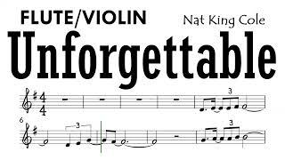 Unforgettable Flute Violin Sheet Music Backing Track Partitura  Nat King Cole