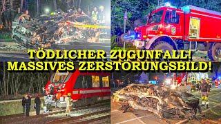 +++ TÖDLICHER ZUGUNFALL +++ PERSONENZUG RAST IN AUTO | FAHRER STIRBT IM FEUER | GROSSEINSATZ (MANV)