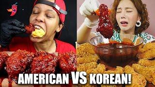 AMERICAN VS KOREAN SPICY MUKBANGS!