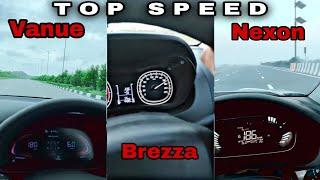 Top Speed Test 2023 🫣 Tata Nexon vs Hyundai Venue vs Maruti Brezza 🫡️@rajsahani27#rhinors #topspeed