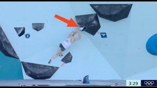 Janja Garnbret Gets FINGER STUCK on the FIRST MOVE of Boulder 4 at Paris Olympics 2024