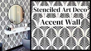 Stenciling An Art Deco Accent Wall Using Cutting Edge Stencils DIY Deco Palm Stencil Pattern!