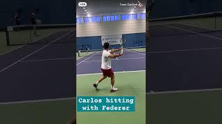 Carlos Alcaraz hitting with Federer #tennis #slam #2024 #españa #federer #usa #uk #ball