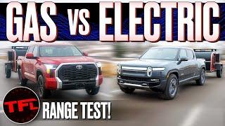 Rivian R1T vs. Toyota Tundra: How Far Can Each Truck Tow On A Single 'Fill-Up'?
