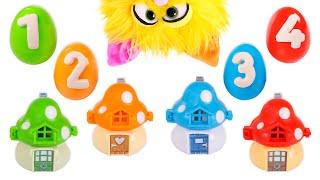  Learn COLORS and NUMBERS  Little surprise MUSHROOM houses 