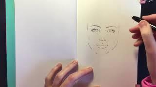 Quick portrait pen sketch with Jane Davenport finishing line pens