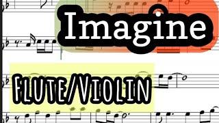 Imagine I Flute or Violin Sheet Music Backing Track Play Along Partitura John Lennon