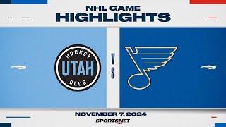 NHL Highlights | Utah HC vs. Blues - November 7, 2024