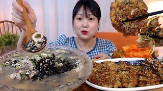 통통하고 싱싱한 생굴가득 넣은 굴떡국 굴전 파채무침 총각김치 먹방 Kimchi Oyster Tteokguk Fried Oysters Koreanfood Mukbang