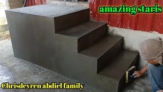 Amazing staris, cara membuat tangga cement & plastering