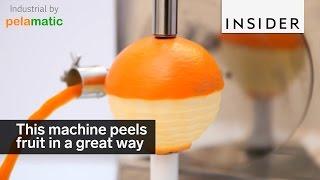 This machine peels oranges in the most perfect way