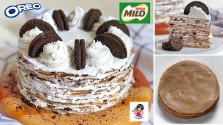 MILO OREO MILLE CREPES! TIPS PERFECT NO MOLD CREPES️ Ide Kue Tanpa Oven-Tanpa Kukus