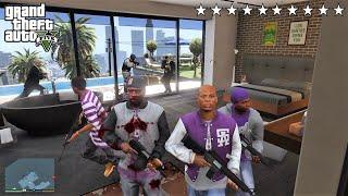 GTA 5 - Ballas TEN STAR COP BATTLE At Franklin's MANSION!! (GTA V Funny Moment)