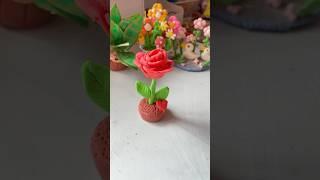 Satisfying  Rose  clay crafts for Valentine’s Day #satisfying #shorts  #clay #craftsforkids