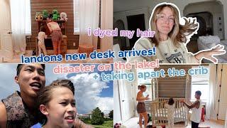 taking apart the crib, I dyed my hair, disaster on the lake + landon's new desk arrives!