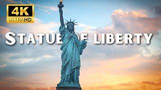 Statue of Liberty 4k in New york America by Drone