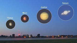 Venus, Mars, Jupiter, Saturn - Planetary alignment 2022 - visible to the naked eye. Nikon P1000 zoom