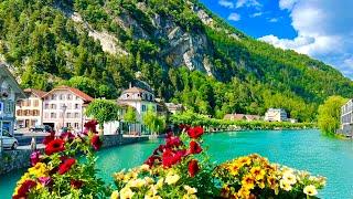 Peaceful morning walk in Swiss Town INTERLAKEN Switzerland