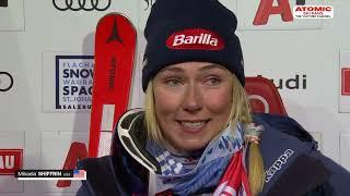 Mikaela Shiffrin  - Flachau women slalom, Jan 16, 2024, both runs + post race interview  #sheskis