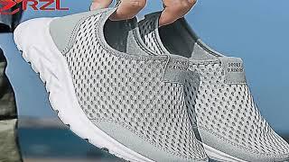 YRZL Men's Sneakers Breathable Mesh Men Casual Shoes Outdoor Non-Slip Big Size Loafers Wal