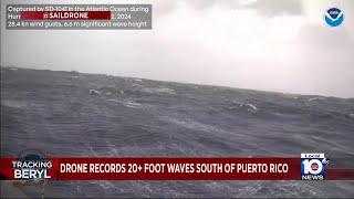 Drone captures monster waves of Caribbean sea during Hurricane Beryl