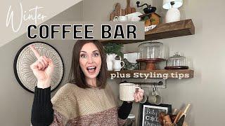 COZY WINTER COFFEE BAR DECORATE WITH ME | NEUTRAL KITCHEN DECOR | STYLING TIPS FOR AFTER CHRISTMAS