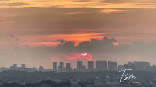 Red sunrise in the morning/taken from balcony!Thess Sj Vlog