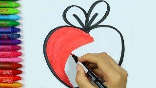 Как рисовать яблоко  | яблоко раскраски | Яблочная живопись | Изучите окраску | Как рисовать и цвет