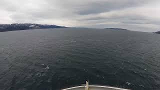 Sailing a cargo ship through the Beagle Channel, along the border between Argentina and Chile 4K