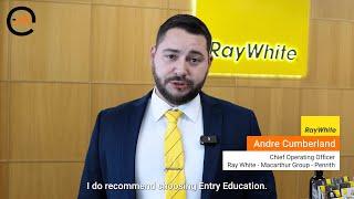 Andre Cumberland, COO at Ray White Macarthur, endorses Entry Education for real estate courses.