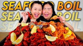 Seafood Boil Mukbang Giant Shrimp + Crawfish Boil + Mussels 먹방 Eating Show! + CARLOS'S WEIGHT LOSS!