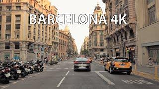 Barcelona 4K - Driving Downtown - Sunset Drive - Spain