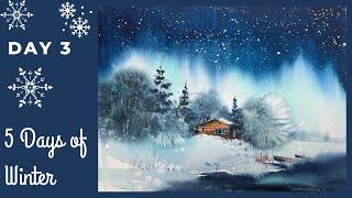 How to paint northern lights in watercolor | 3 out of 5 days of winter marathon | Eugenia Gorbacheva