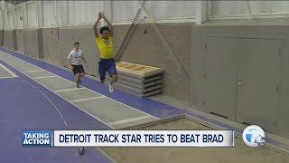 Detroit track star challenges Sports Anchor Brad Galli in triple jump