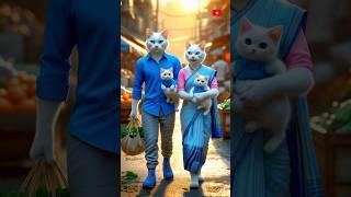 The royal cat family visits the morning market#cat#ai#cartoon#shorts