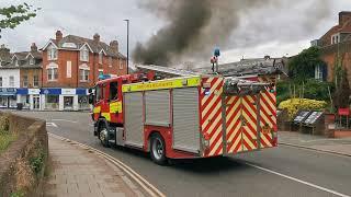 Bin lorry on fire and exploding in Weybridge - Big Explosion at 6 mins 25 