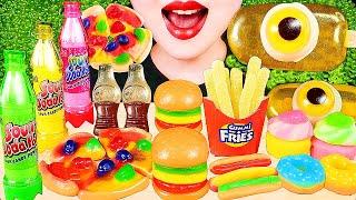 ASMR RAINBOW DESSERTS CANDY PARTY, GUMMY, BIRD GLASS, SEA GRAPES, DRINKING SOUNDS, EATING SOUNDS 먹방