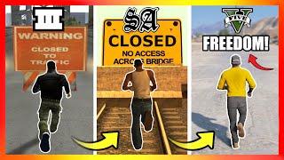 Crossing BLOCKED BRIDGES in GTA Games! (NO CHEATS)