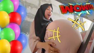 KAK IMUT POMPA BALON JUMBO KEJEPIT DI TANGGA | DRAMA LUCU