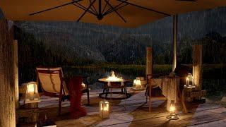  Enjoy the of Crackling Fire Sounds & Rain Sounds in a rainy Lake - 8 Hours