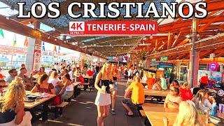 TENERIFE - LOS CRISTIANOS | Euro 2024 Atmosphere in Bar Area  4K Walk ● July 2024