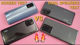 Poco X3 GT, realme GT, Poco F3, Samsung Galaxy S20 Ultra. Screen & Dual Speakers Test!