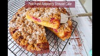 Peach and Raspberry Streusel Cake