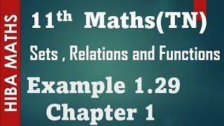 11th maths sets,relations and functions chapter 1 example 1.29 tn syllabus hiba maths