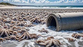 Xiao Zhang went to the beach, but he was sprayed with ink when he pulled an octopus off a rock?
