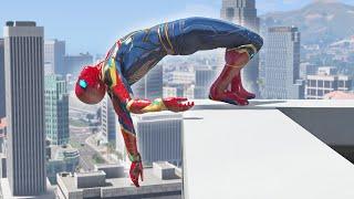 GTA 5 Iron Spiderman Falling off Highest Buildings - Spider-man mod Gameplay - Eps 1