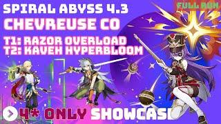 Chevreuse C0 + Only 4* Team/Wep [Razor Overload + Kaveh Hyperbloom] - Floor 12 9* - Abyss 4.3