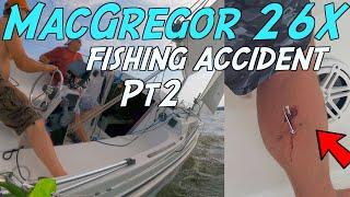 Pt2. Fishing Accident!  Learning To Sail MacGregor 26 Mark Twain Lake Trailer Sailer.